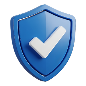 3d blue shield with check